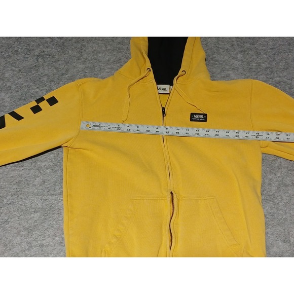 Vans Full Zip Hoodie Jacket Yellow Black Checkered Sleeve Logo Mens Size S‎ - Picture 4 of 6